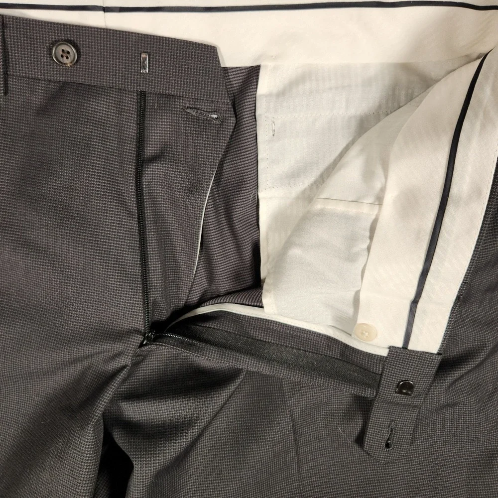 Ralph‎ Lauren Dress Pants Mens 40x30 Grey Excellent Flat Front Micro Pattern